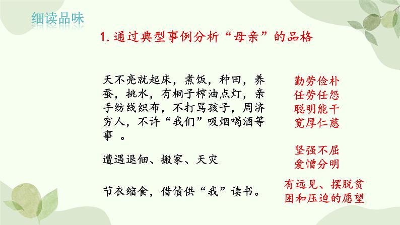 统编版语文八年级上册 7 《回忆我的母亲》课件第8页
