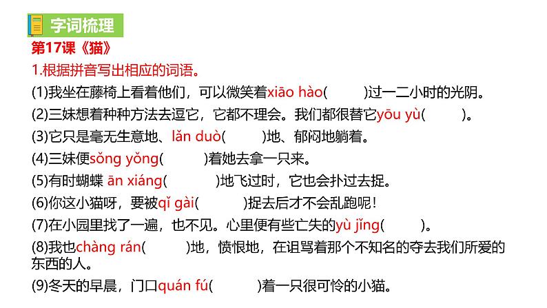 2024修订版部编语文七上第5单元复习讲义+课件02