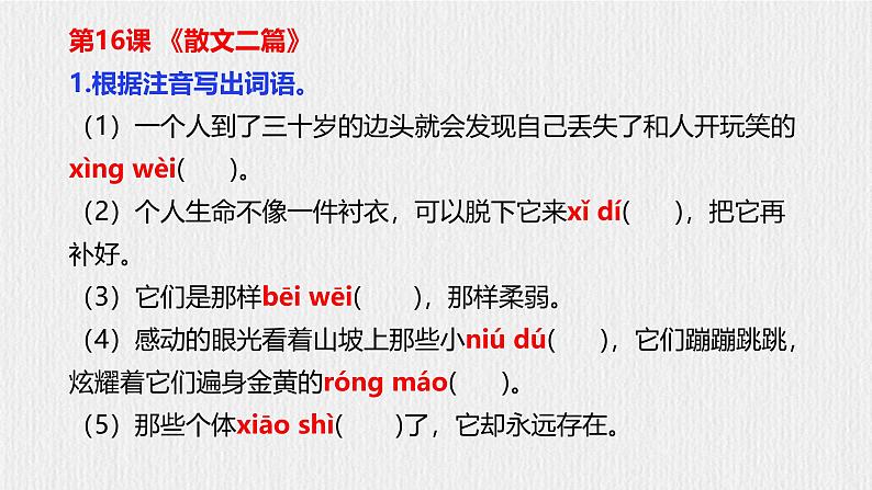 部编语文八上第4单元复习讲义+课件07
