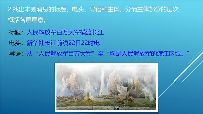 课件:部编版初中语文八年级上册第一单元第1课 消息二则—— 人民解放军百万大军横渡长江第5页