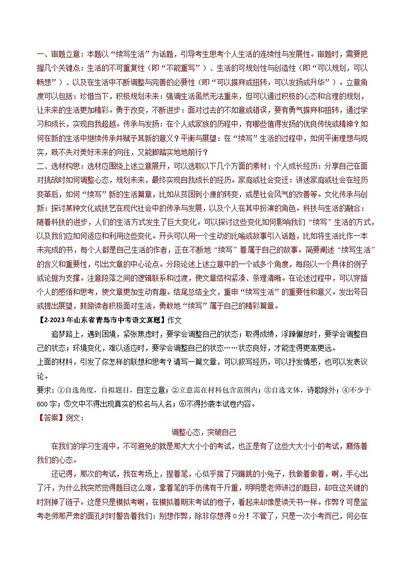 专题16 作文-备战2025年中考语文专项精练(山东青岛专用)(解析版)第2页