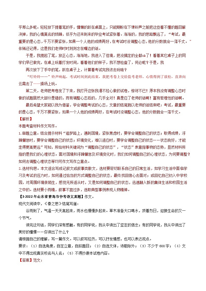 专题16 作文-备战2025年中考语文专项精练(山东青岛专用)(解析版)第3页