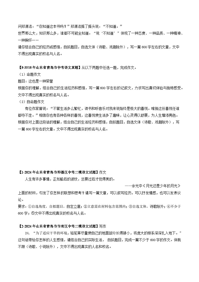专题16 作文-备战2025年中考语文专项精练(山东青岛专用)(原卷版)第3页