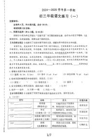 陕西省西安交通大学附属中学分校2024-2025学年九年级上学期第一次月考语文试题