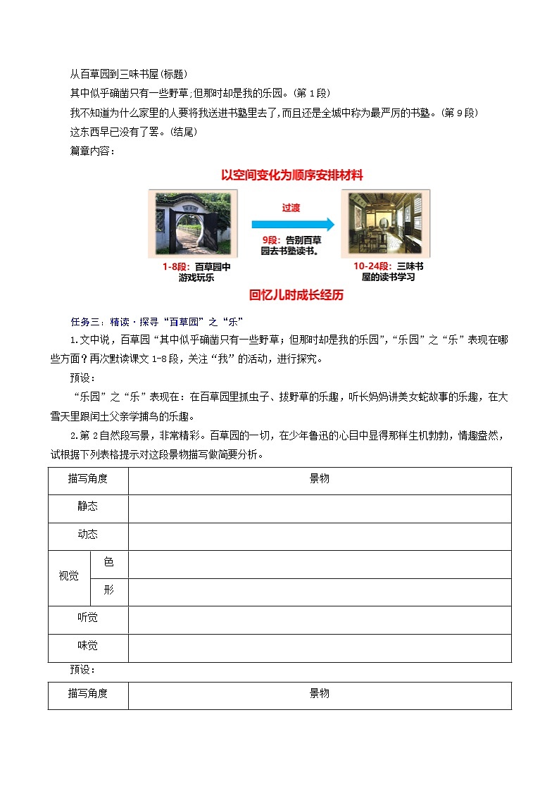 ( 人教部编版2024)七年级语文上册同步第9课  从百草园到三味书屋  课件+教案+导学案+同步作业含解析版+素材03