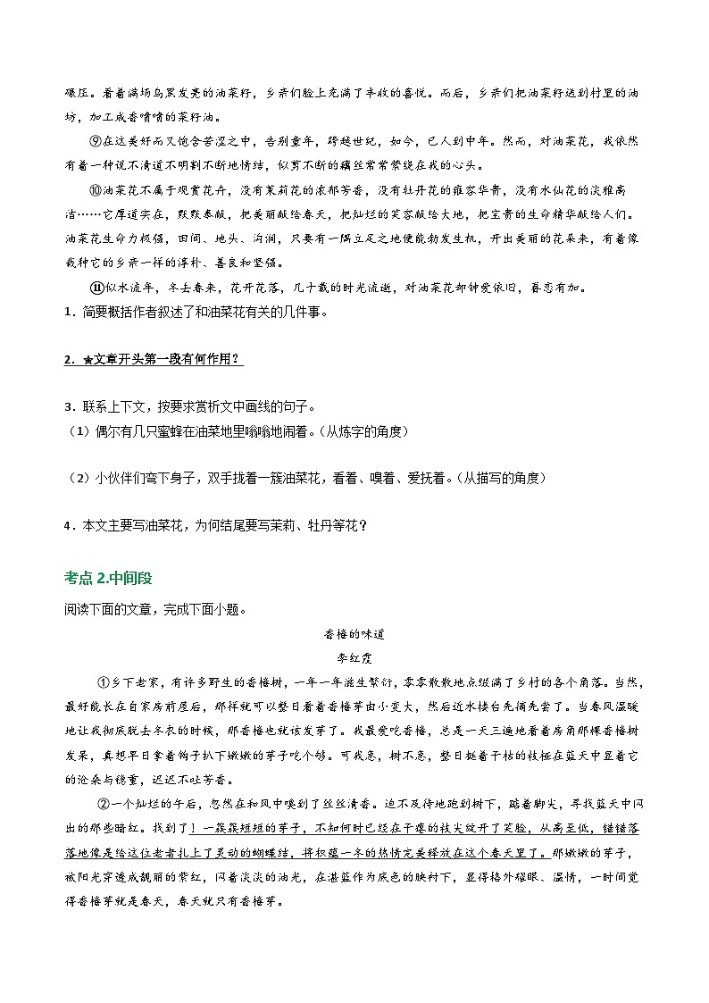 第1部分 专题04:记叙文阅读之段落作用(练习)-2025年中考语文复习 现代文阅读(全国通用)02