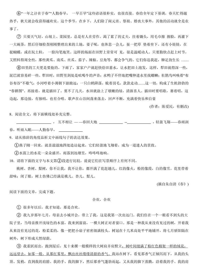 河南省洛阳市2024年七年级上学期语文期中考试试卷【附参考答案】第3页