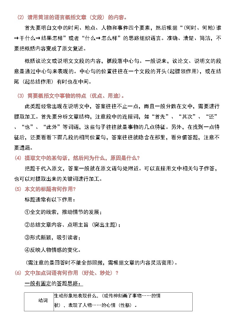 统编版中考语文:常考各种重点题型答题技巧模板 讲义第2页