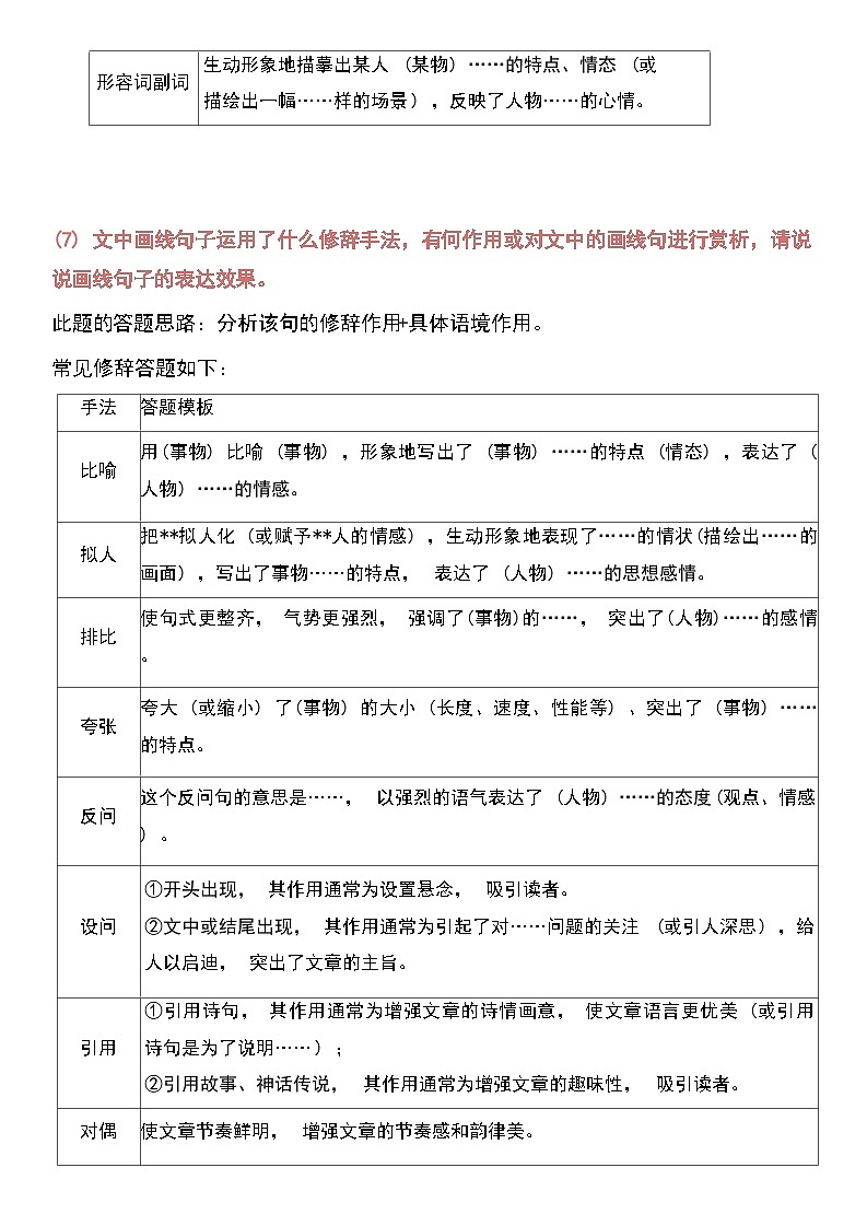 统编版中考语文:常考各种重点题型答题技巧模板 讲义第3页