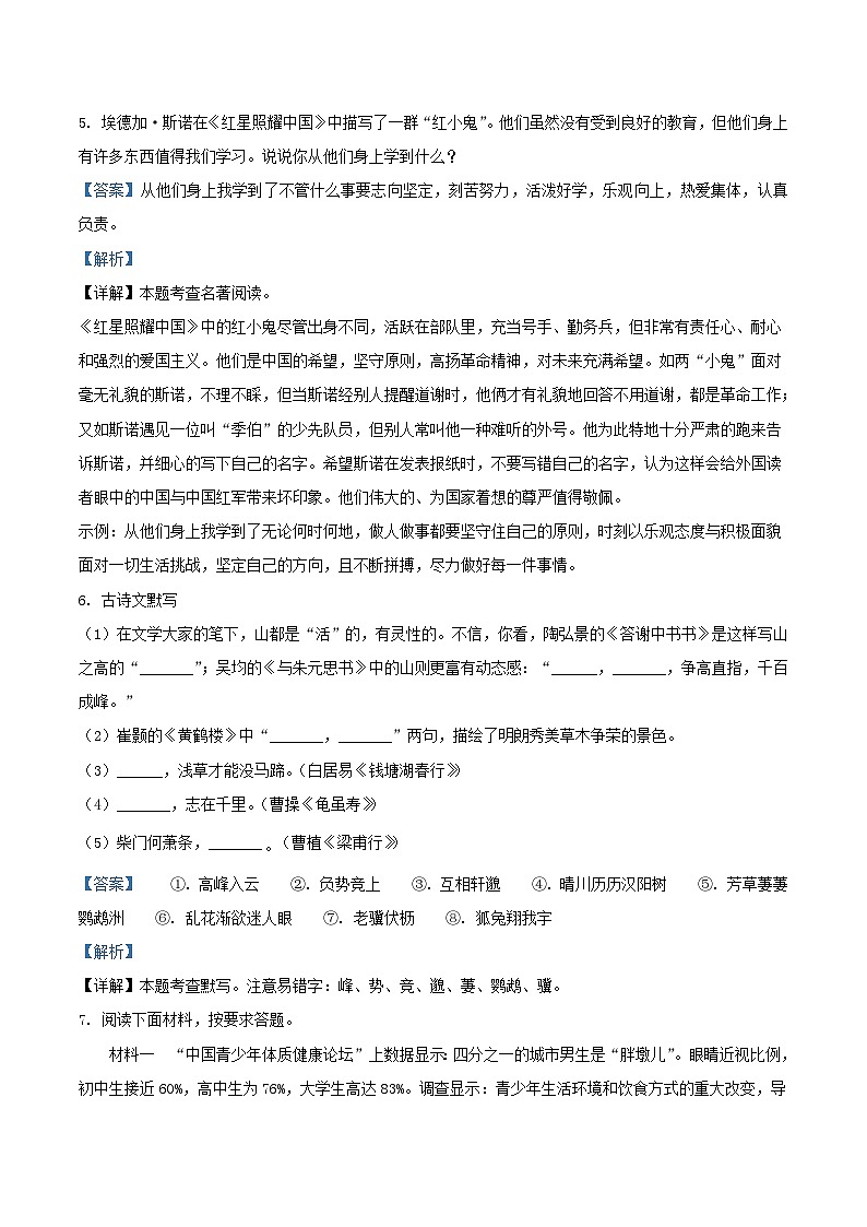 2022-2023学年河南省洛阳市汝阳县八年级上学期期中语文试题及答案第3页