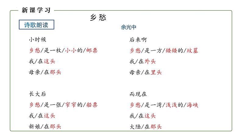 统编版(2024)九年级语文上册4乡愁课件(同课异构三)07