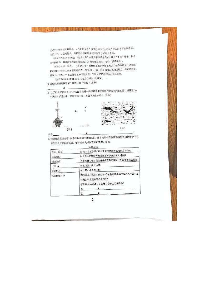 江苏省南京市鼓楼区2024-2025学年八年级上学期期中考试语文试题第2页