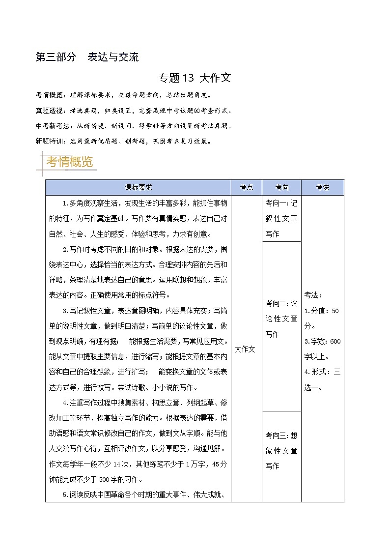 专题13 大作文-备战2025年中考语文真题题源解密(湖北专用)(原题版)第1页