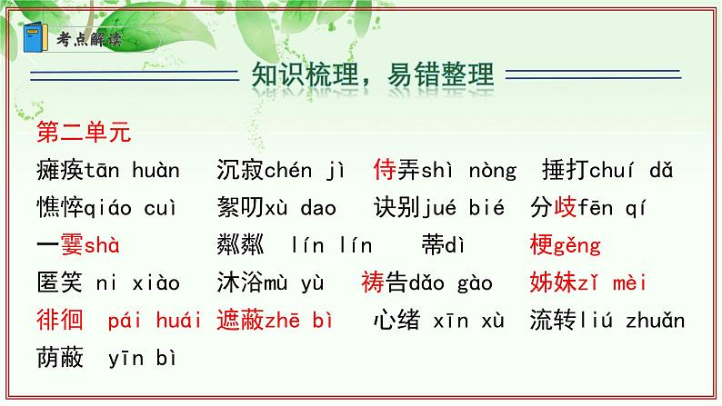 专题01 字音字形词语(考点串讲)-2024-2025学年七年级语文上学期期末考点大串讲(统编版2024 五四学制)课件PPT06