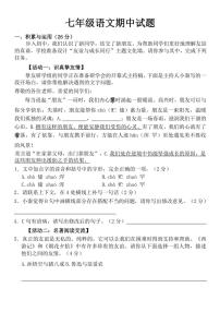 山东省菏泽市巨野县2024～2025学年七年级上学期11月期中考试语文试题（含答案）