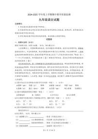 山东省临沂市沂南县2024～2025学年九年级上学期期中考试语文试题（含答案）