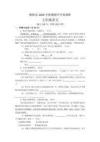 河南省南阳市桐柏县2024～2025学年七年级(上)期中语文试卷(含答案)