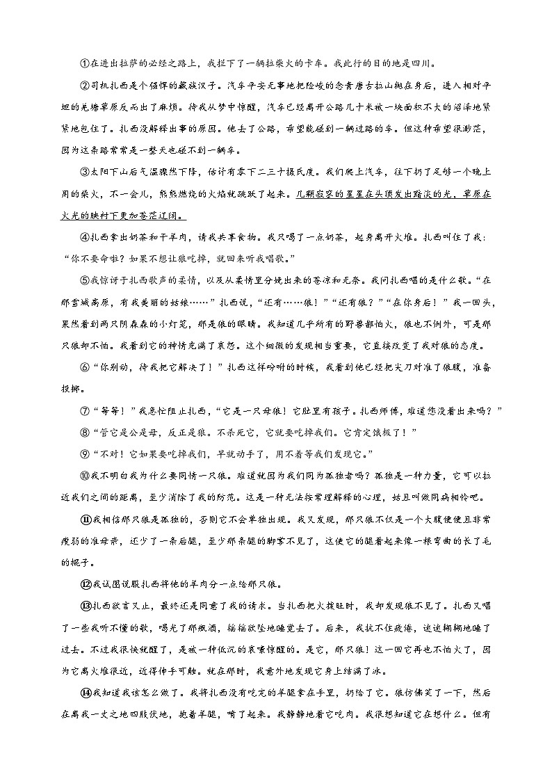专题08+小说阅读-2024-2025学年九年级上学期语文期末复习考点过关专项训练(统编版)03