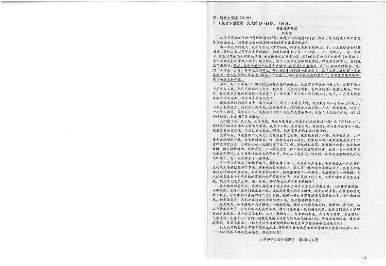2024-2025学年第一学期九年级期中语文试题卷第2页