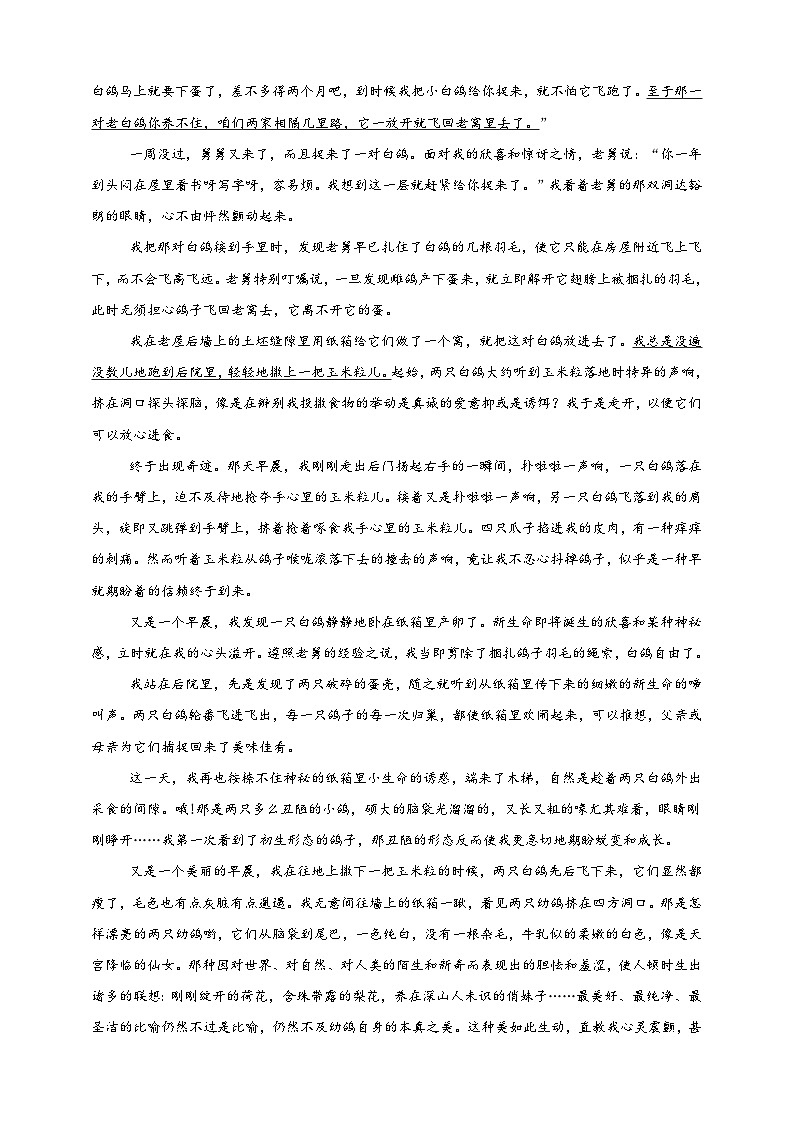 第五单元 课外类文阅读迁移 强化练 2024--2025学年初中语文统编版七级上册03