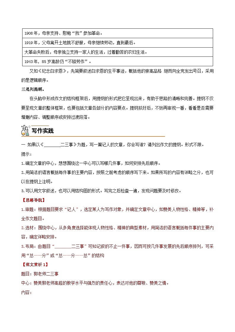 写作 思路要清晰-2024-2025学年七年级语文上册必备知识清单(统编版2024)(教师版)第2页