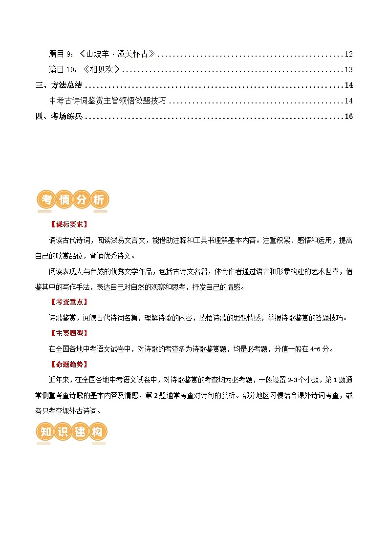 第14讲 九下课标古诗词复习(讲义)-2024年中考语文一轮复习讲练测(全国通用)(原卷版)第2页