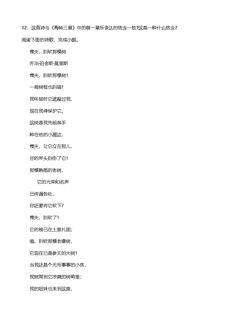 2024年中考九年级语文专题复习(专练):诗歌鉴赏1(含答案)第3页