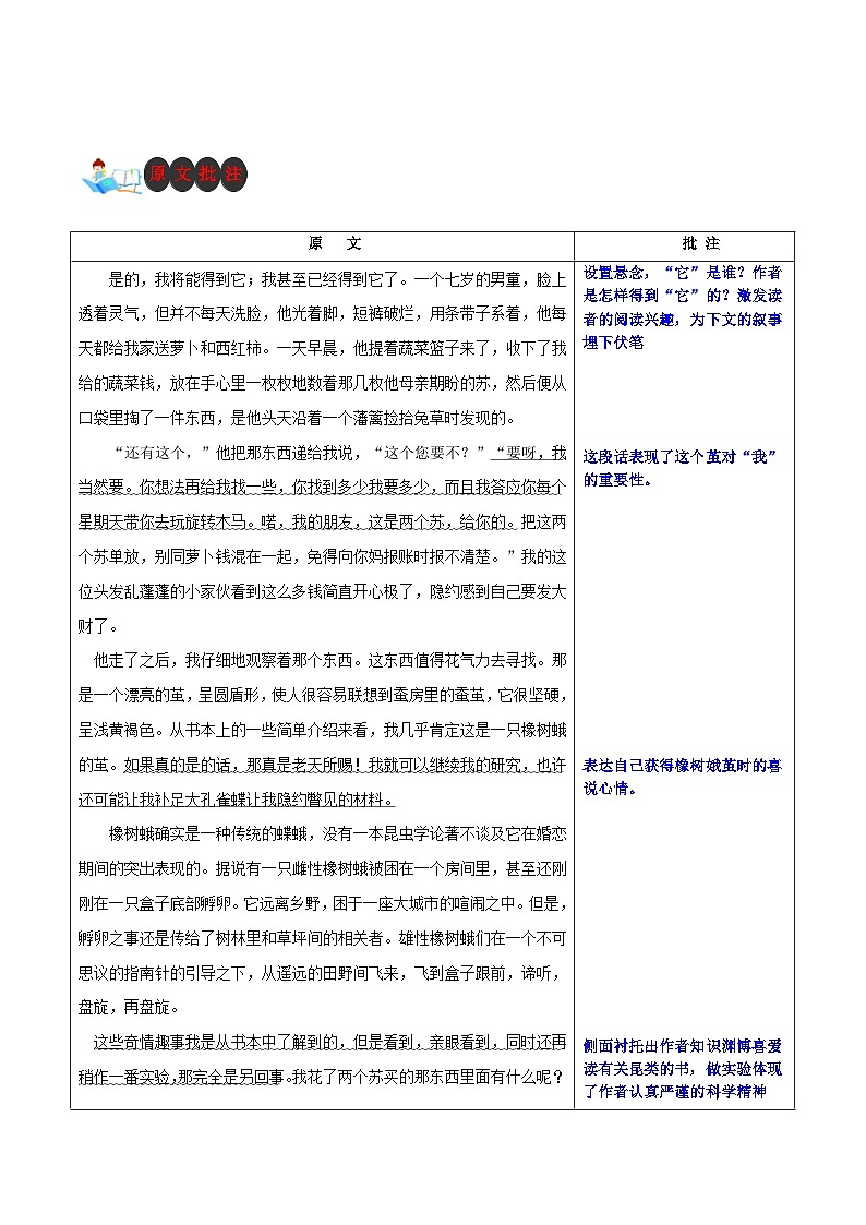 第九章 小阔条纹蝶-名著《昆虫记》阅读导引+内容概括+思维导图+原文批注+知识梳理+阅读训练第2页
