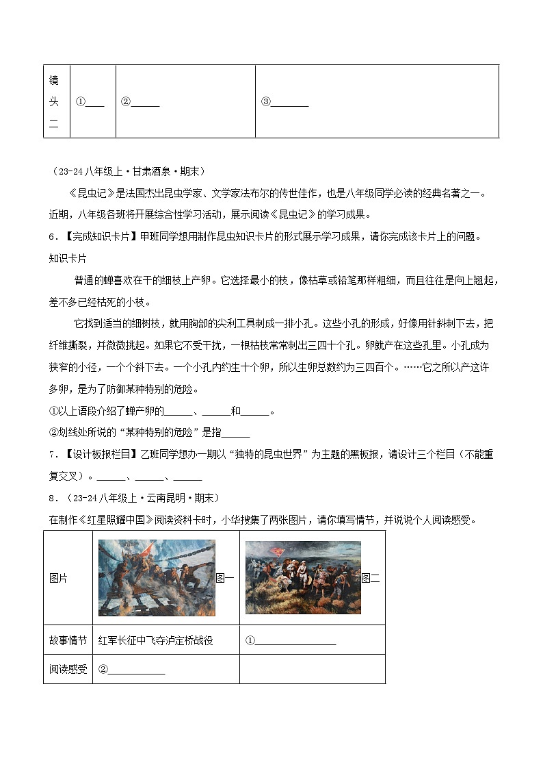专题16 名著阅读(原卷版)-【高分必备】2024-2025学年八年级语文上册期末专项复习(全国版)第3页