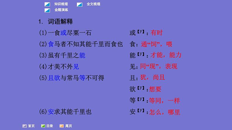 中考语文一轮复习课内文言文考点过关复习课件12:马说(含答案)第5页
