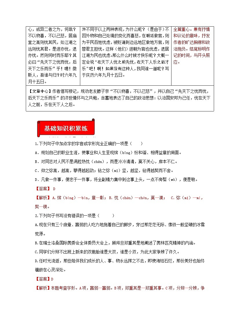 (暑假讲义)初中语文九年级辅导讲义第12讲  新知+基础+名著+现代文+古诗文+写作(原卷版)第2页