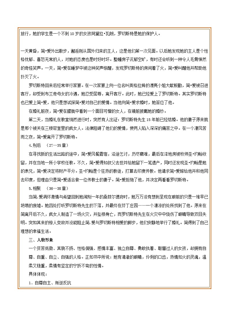 中考语文一轮复习名著导读练习专题13 九下 《简·爱》(解析版)第2页