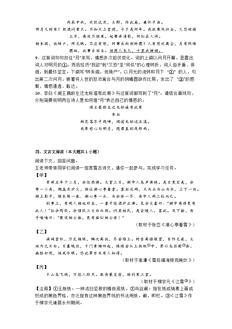 北京市大兴区2024-2025学年九年级上学期期中语文试题第3页