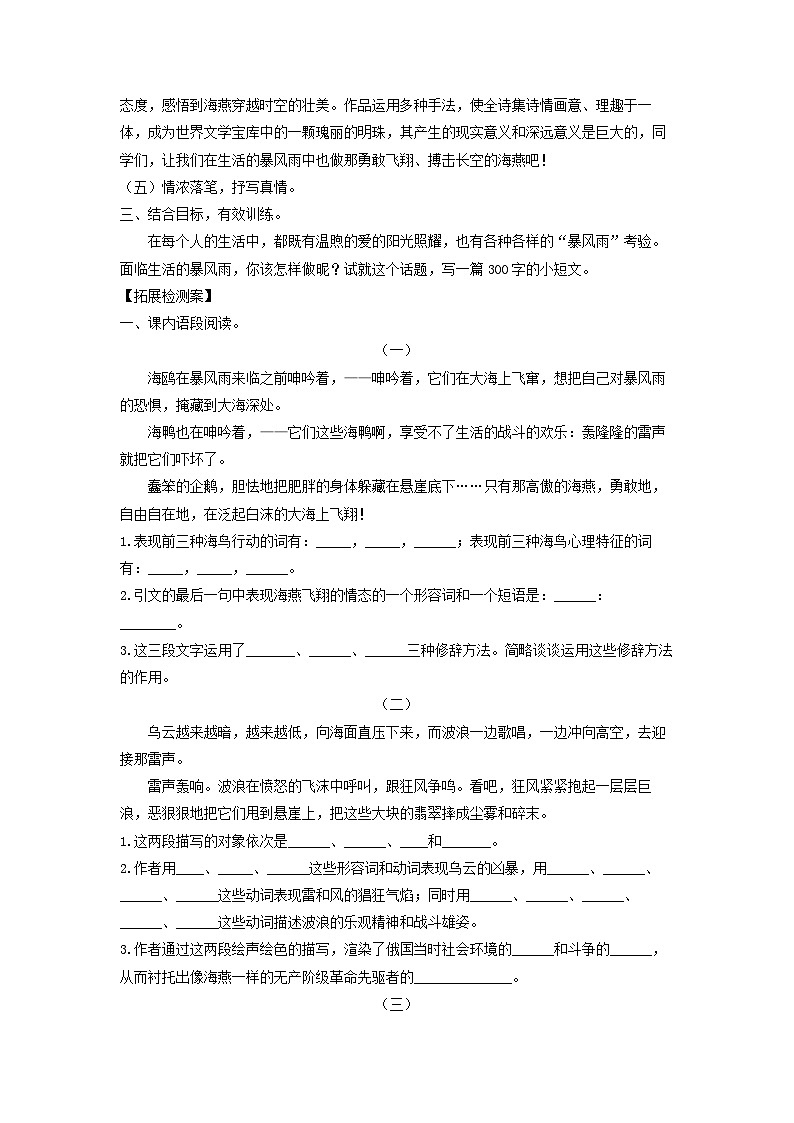 学案:部编版语文九年级下册第4课 海燕第3页