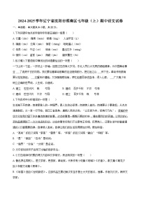 2024-2025學年遼寧省沈陽市渾南區(qū)七年級（上）期中語文試卷（含詳細答案解析）