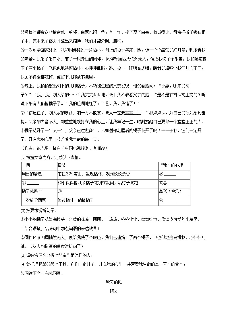 2024-2025学年河南省洛阳市七年级(上)期中语文试卷(含详细答案解析)第3页
