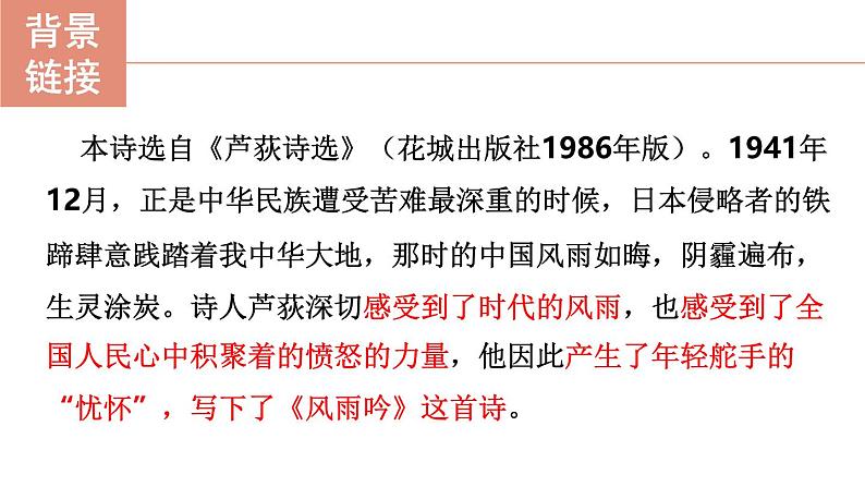 人教部编版(2024)九年级语文下册3.4风雨吟精品课件第3页