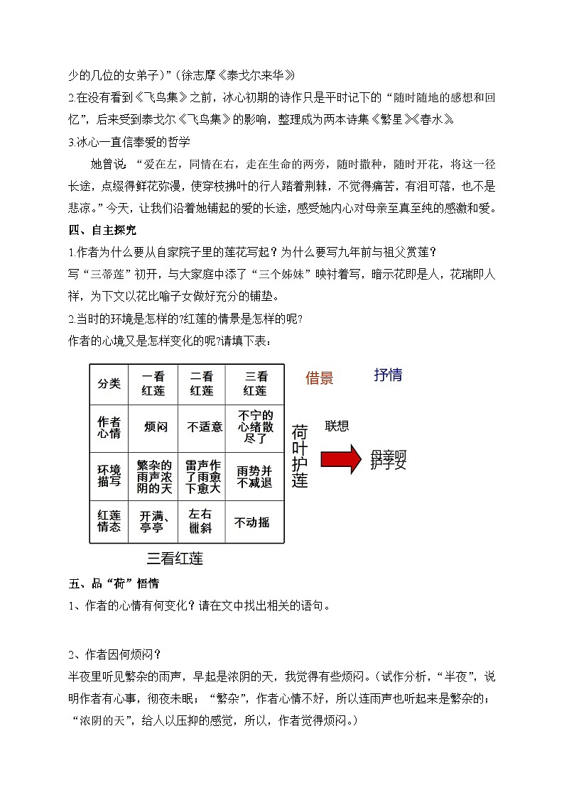 2024-2025学年统编版语文七年级上册 7 散文诗二首——荷叶·母亲 教案2第2页