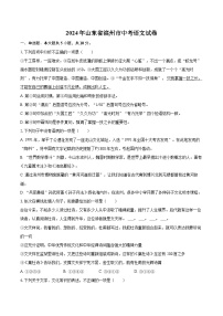 2024年山東省濱州市中考語文試卷(含詳細(xì)答案解析)