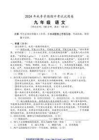 2024～2025学年广西河池市宜州区九年级(上)期中检测语文试卷(含答案)