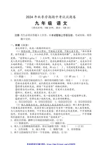 2024~2025学年广西河池市宜州区九年级(上)期中检测语文试卷(含答案)