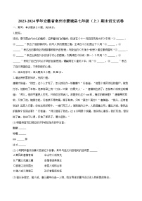 2023-2024学年安徽省亳州市蒙城县七年级(上)期末语文试卷(含详细答案解析)