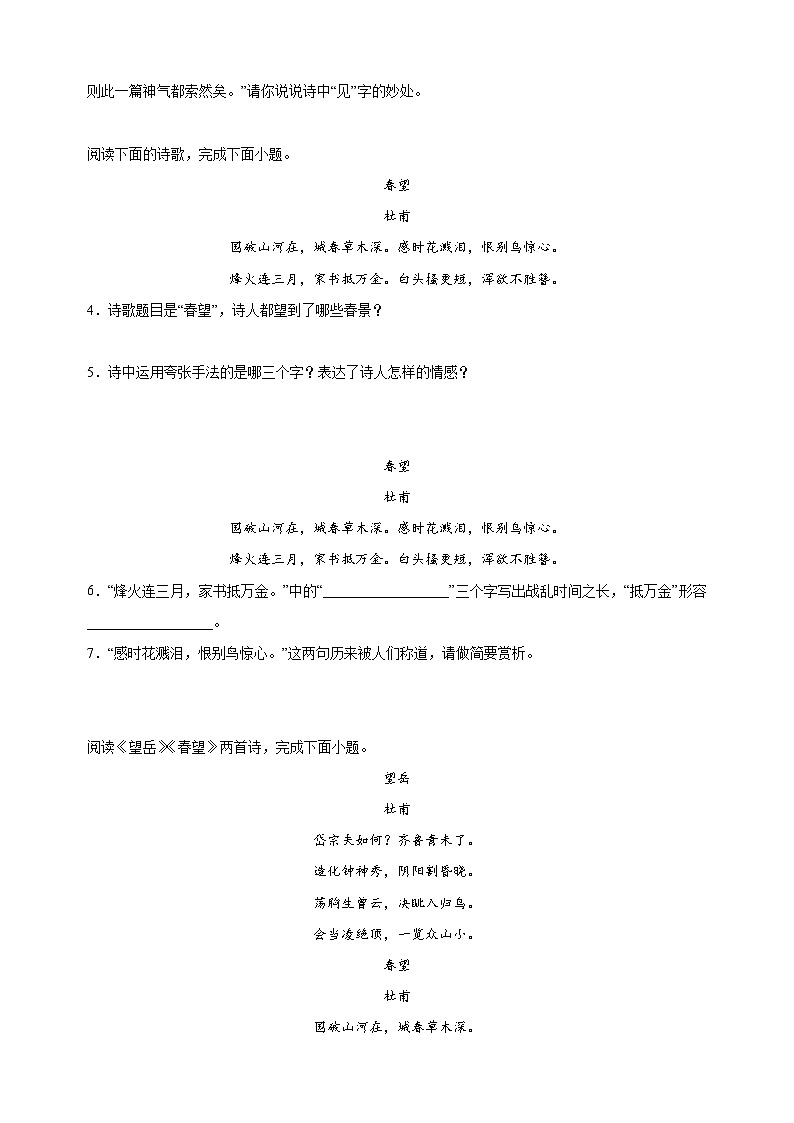 专题11 诗歌鉴赏-2024-2025学年八年级上学期语文期末复习练习(统编版)第2页