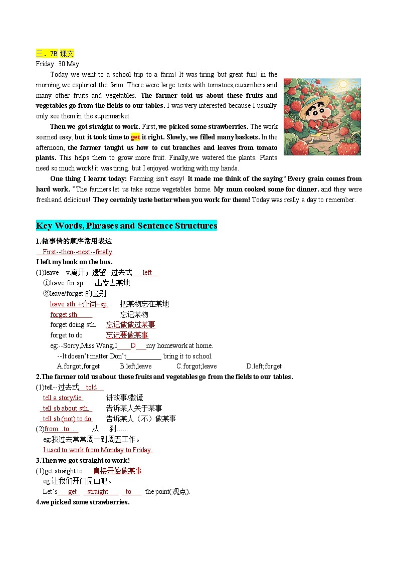 人教版(2024) 初中英语 七年级下册Unit 7-section B重点知识+语法+习题练习 (教师版)第2页