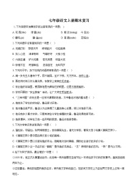 期末复习题2024—2025学年统编版语文七年级上册