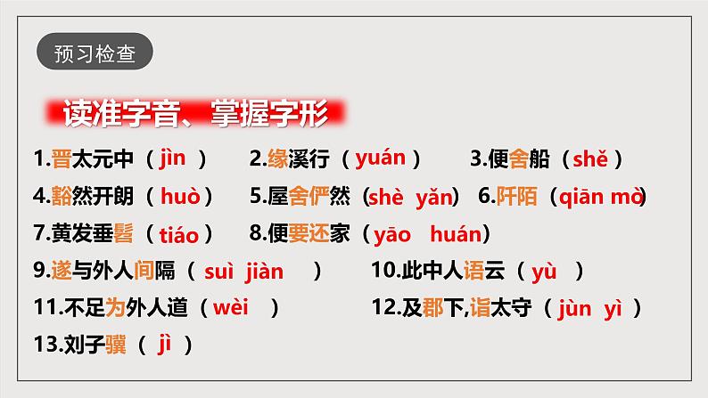 人教部编版语文八年级下册9《桃花源记》课件第8页