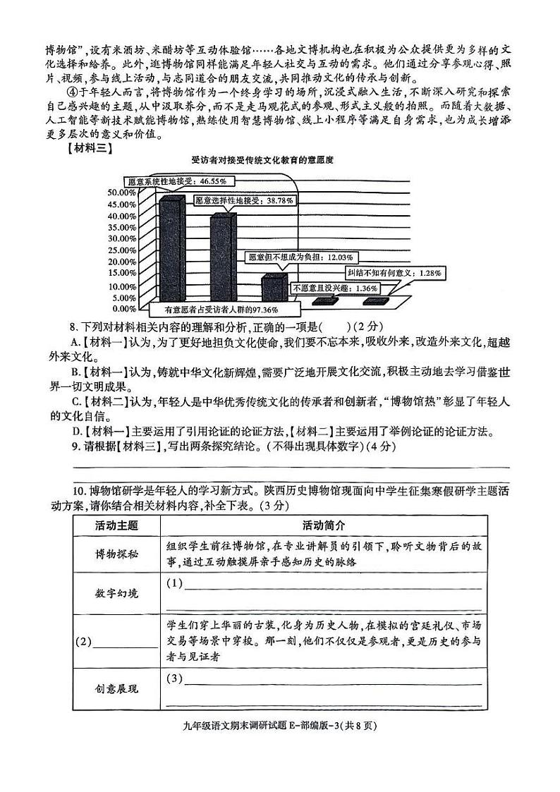 陕西省咸阳市永寿县仪井中学2024-2025学年九年级上学期期末调研语文试题第3页