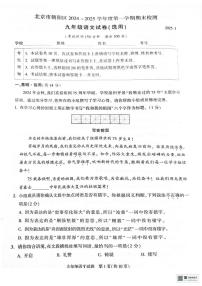 北京市朝阳区2024—2025学年九年级上学期期末考试语文试题