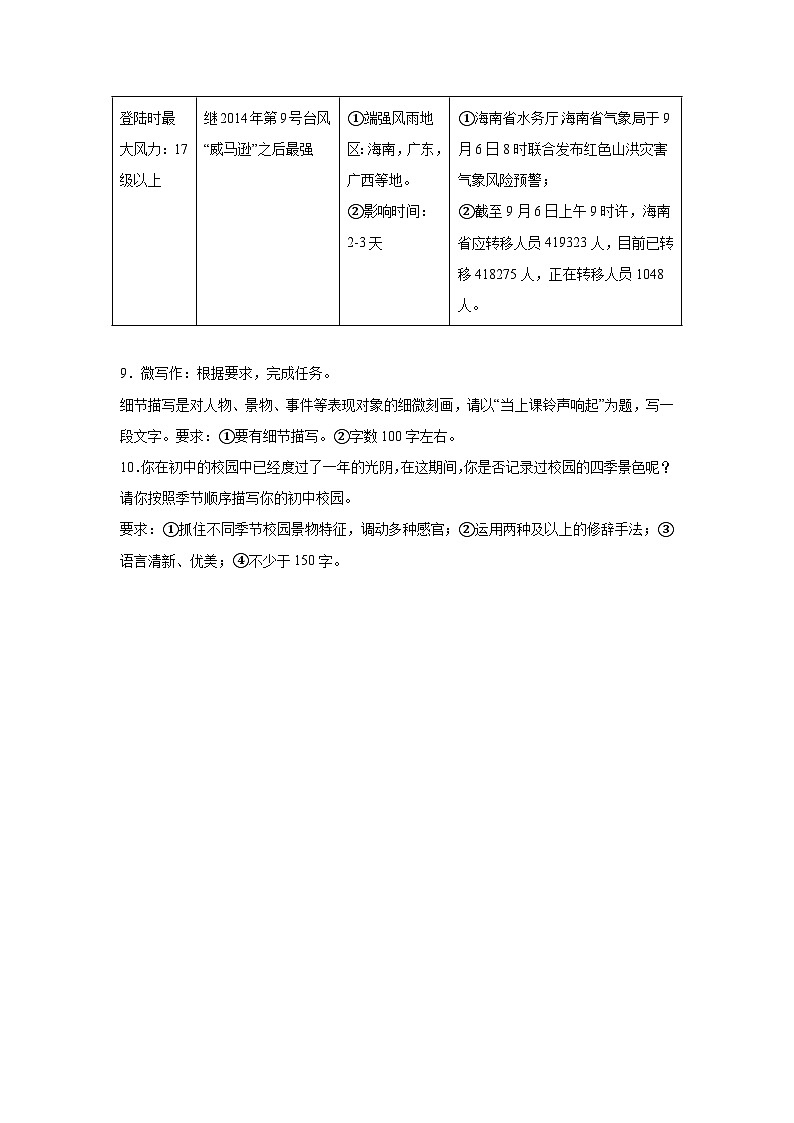 小作文-统编版语文八年级上册期末专项复习试题第2页
