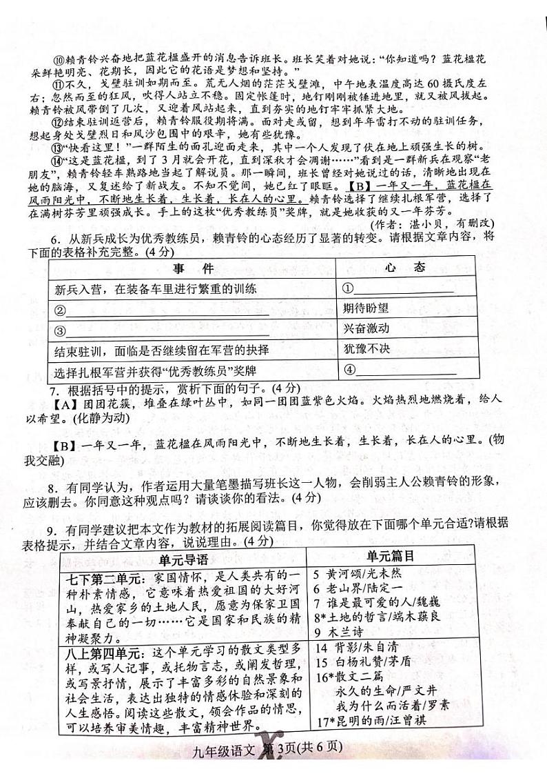 河南省南阳市内乡县2024-2025学年九年级上学期语文期末考试第3页